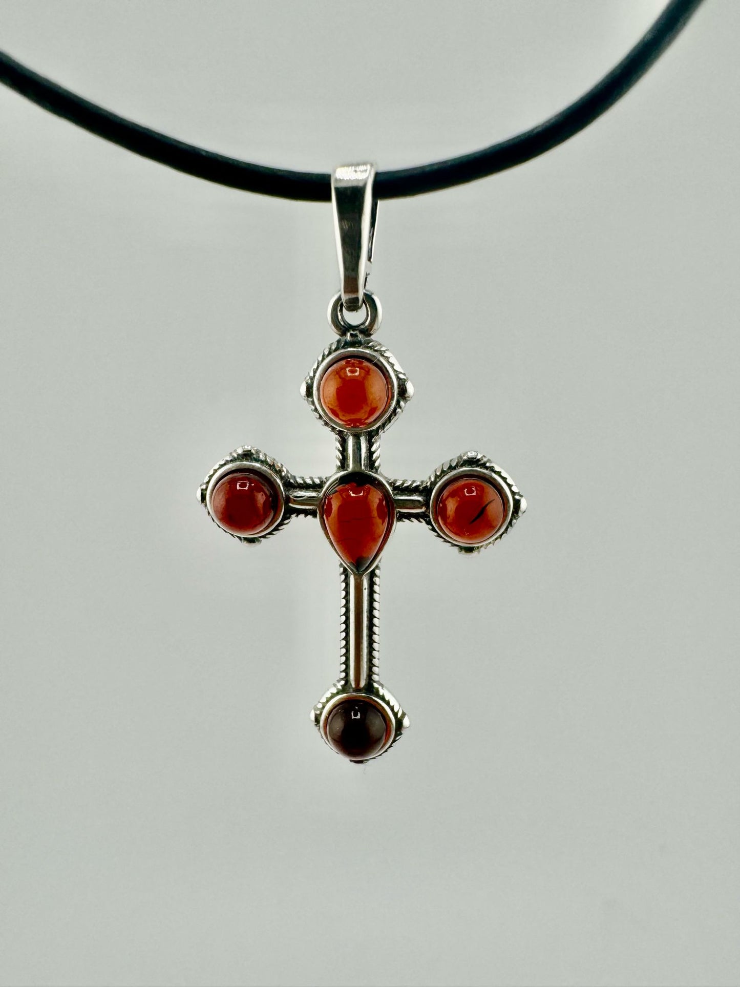 Silber-Kreuz mit Bernstein - Einzelstück