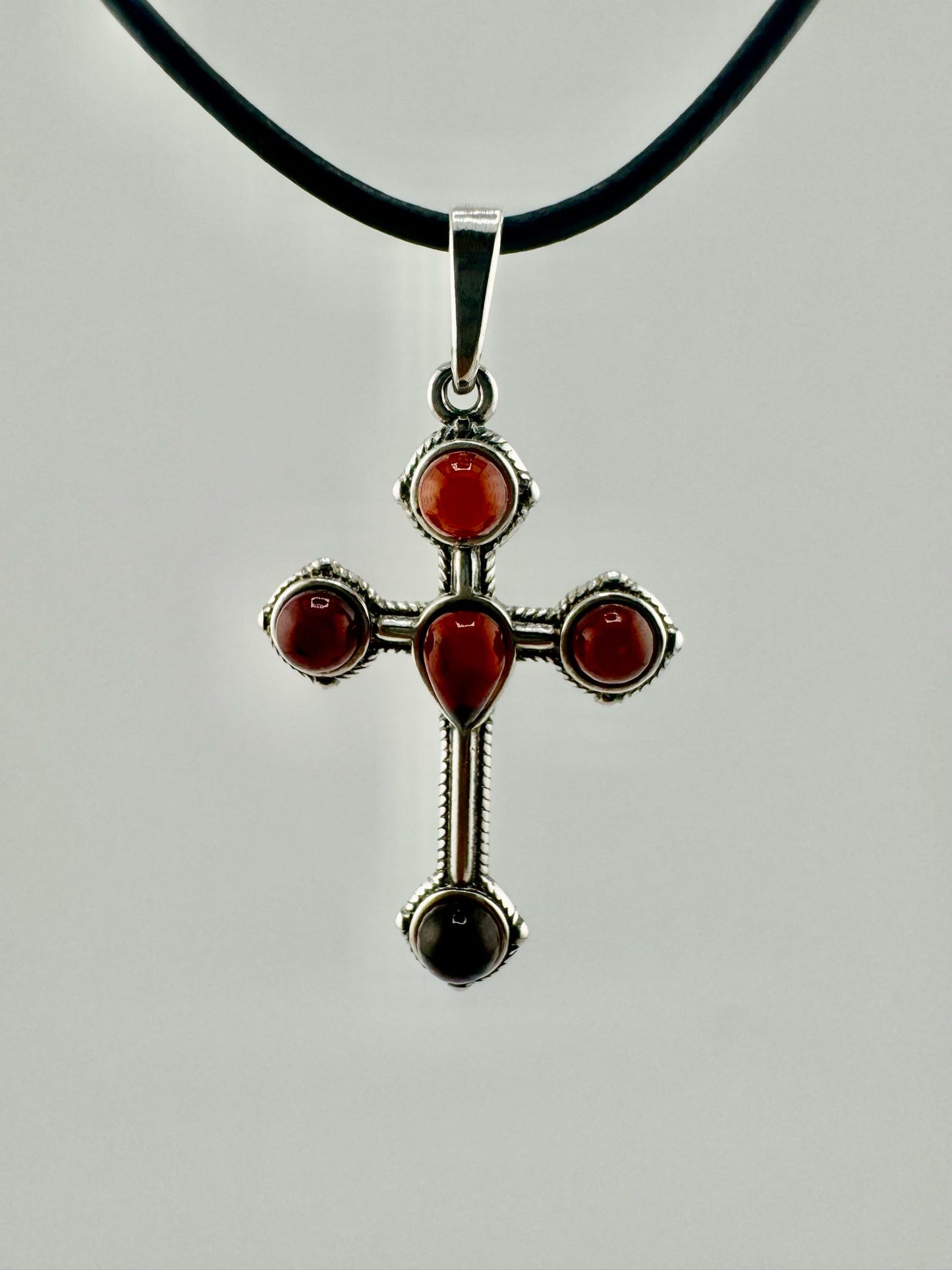 Silber-Kreuz mit Bernstein - Einzelstück