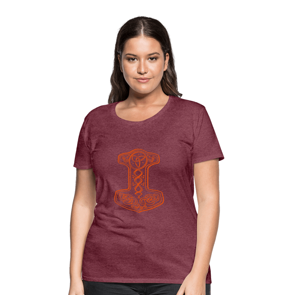 Frauen Premium T-Shirt - Bordeauxrot meliert