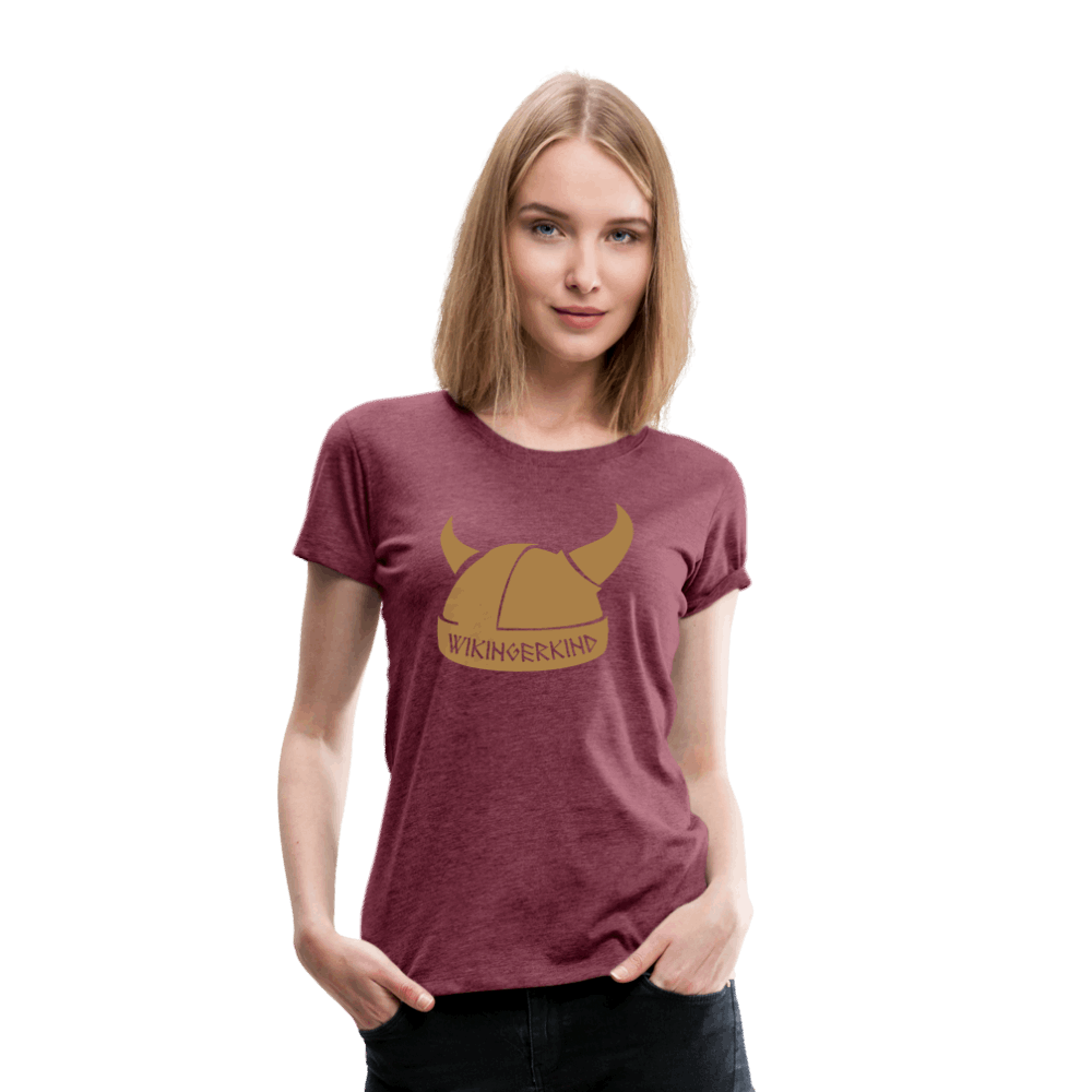 Frauen Premium T-Shirt - Bordeauxrot meliert