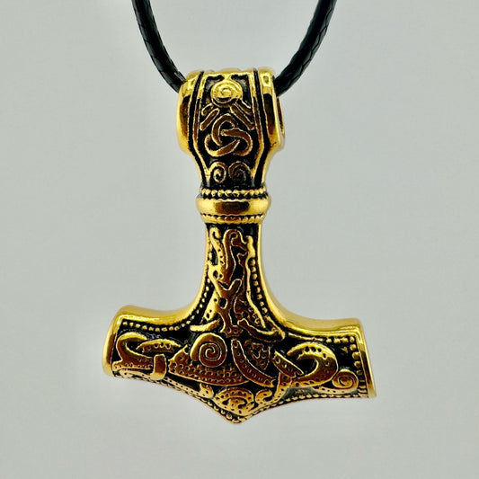 Thor's hammer chain pendant gold