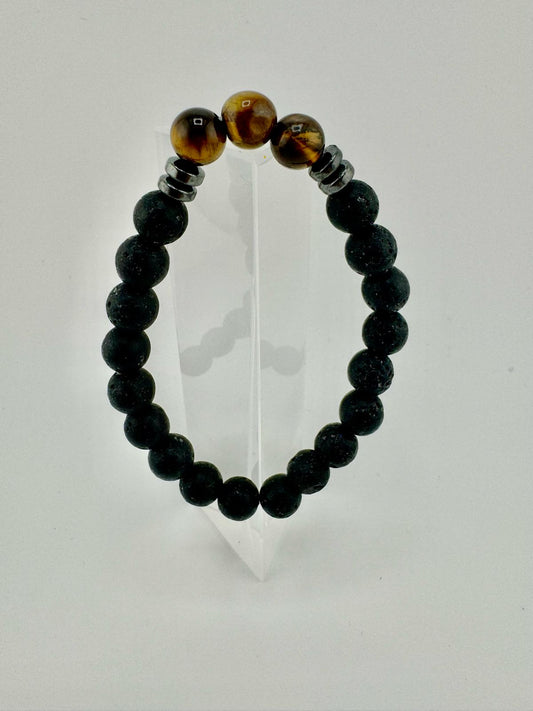 Bracelet with stone beads - black