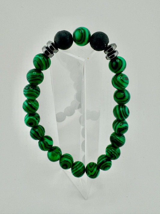 Armband mit Steinperlen - green2black