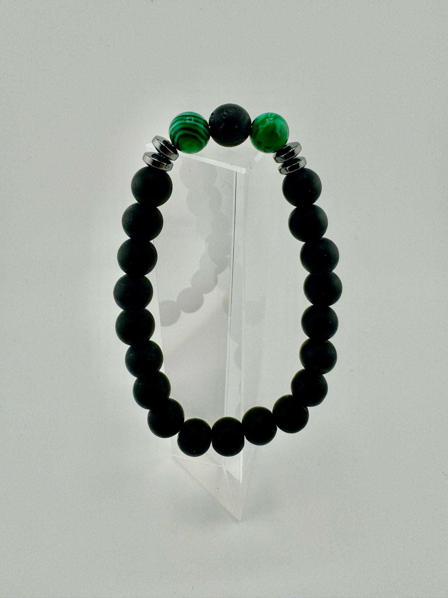 Armband mit Steinperlen - black2green