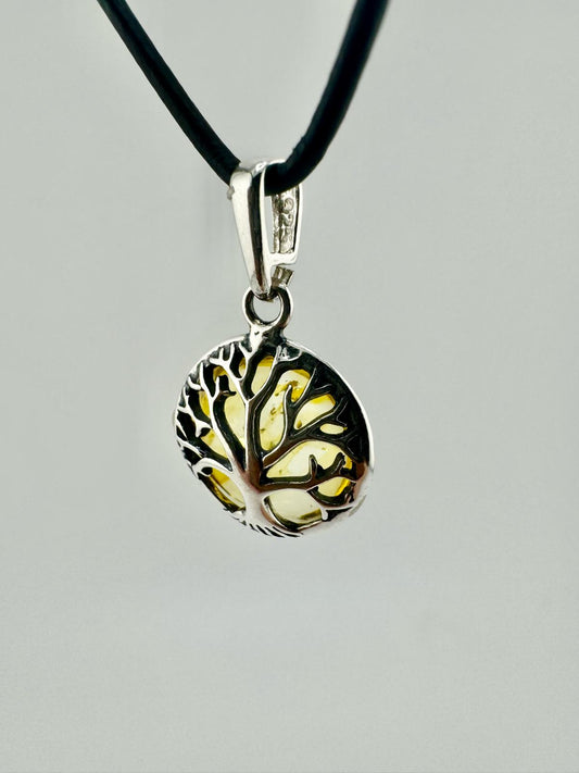 Silver tree of life with amber - unique piece