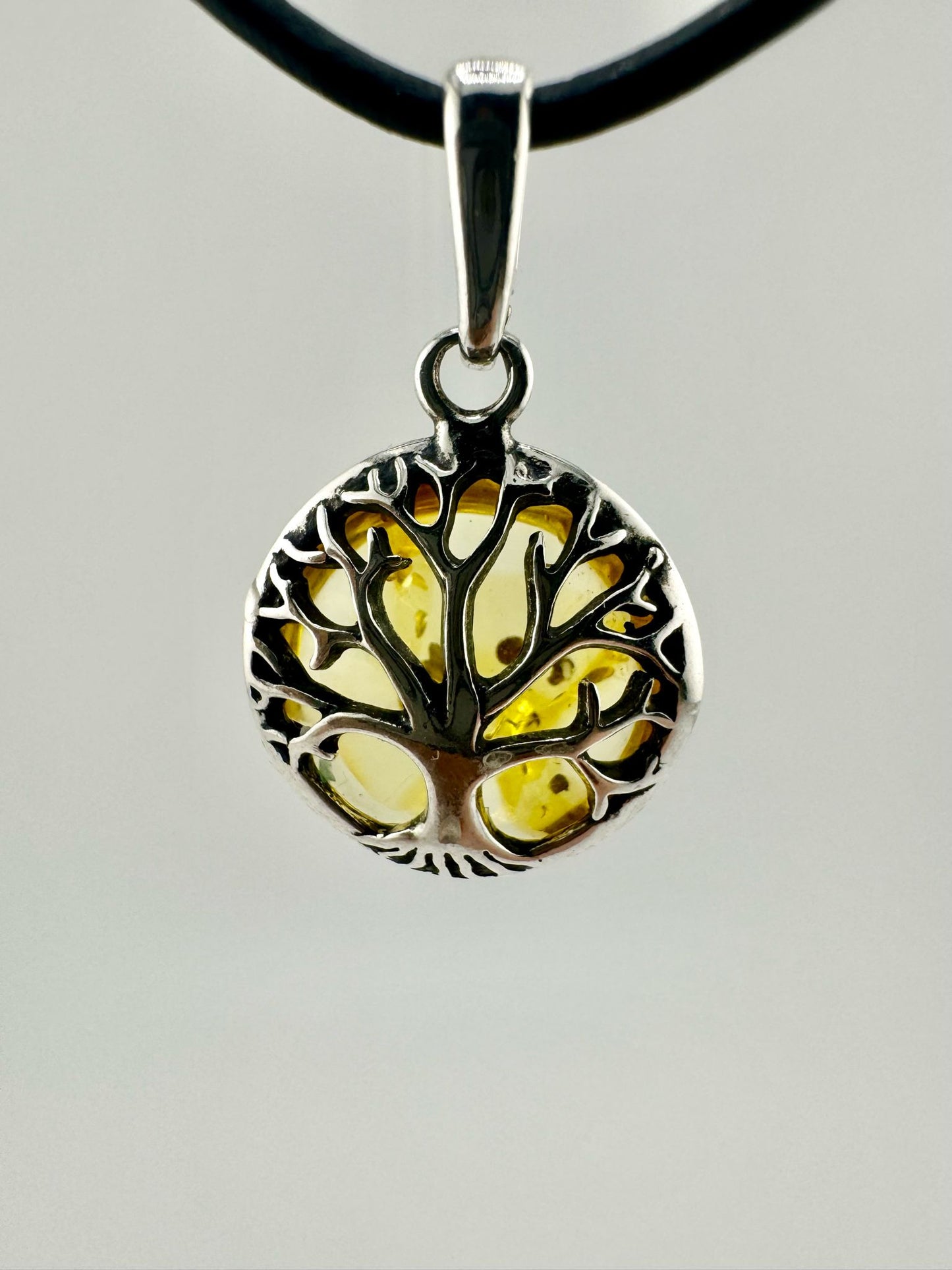 Silver tree of life with amber - unique piece