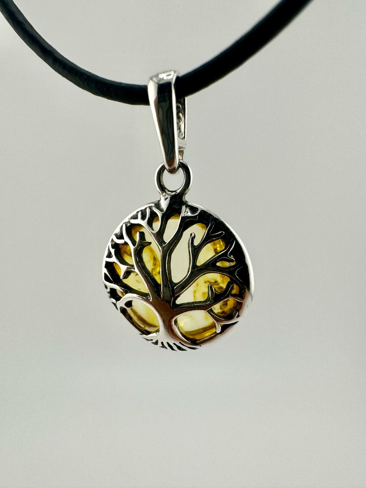 Silver tree of life with amber - unique piece