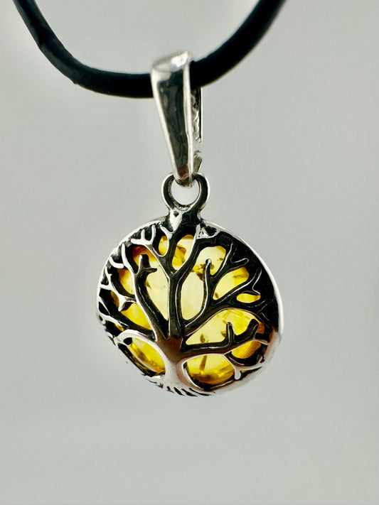 Silver tree of life with amber - unique piece