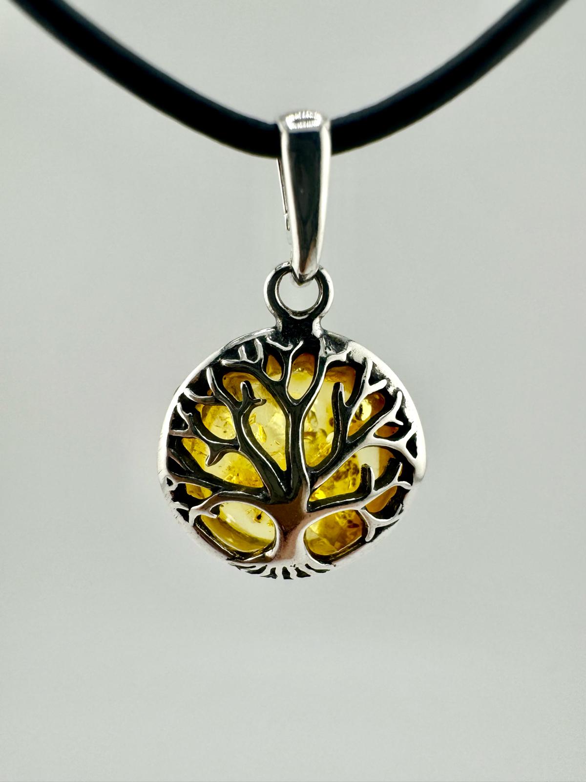 Silver tree of life with amber - unique piece