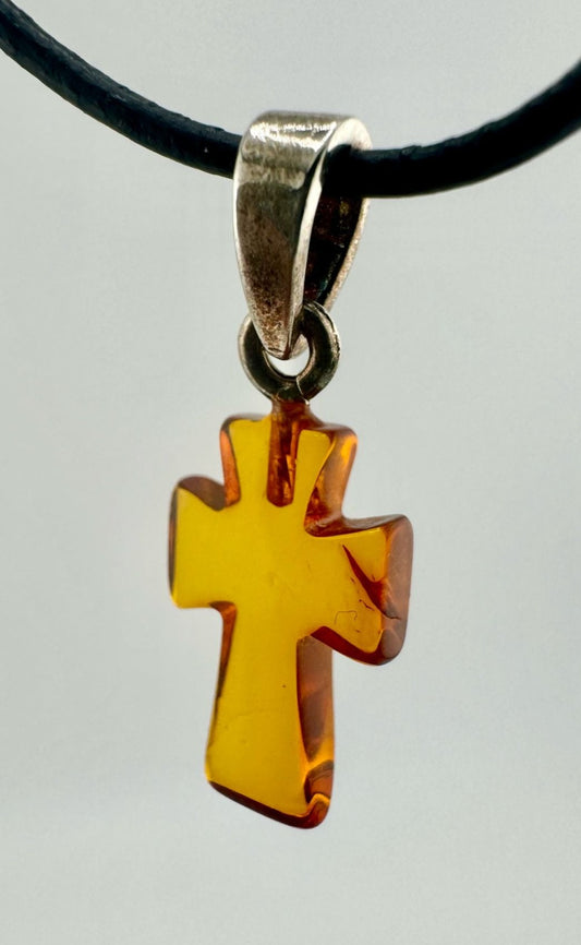 Amber cross - unique piece