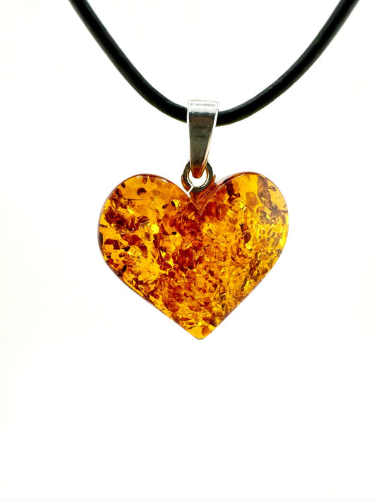 Large amber heart - unique piece