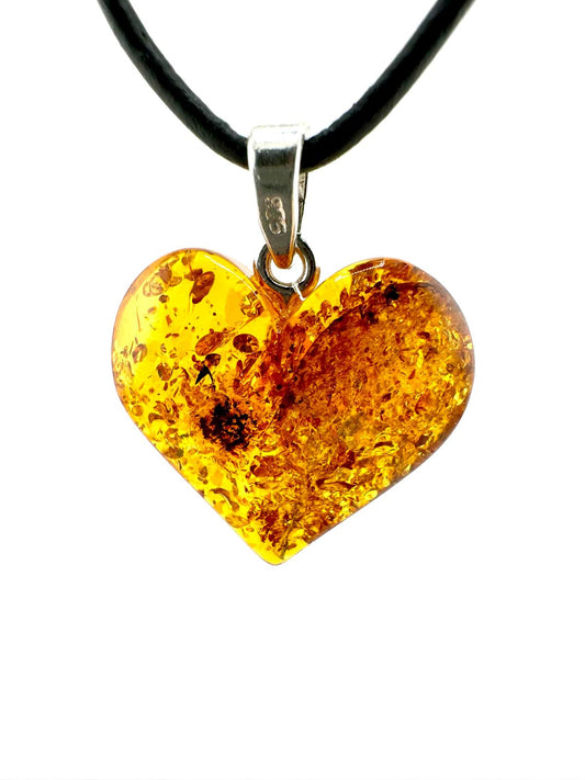 Large amber heart - unique piece