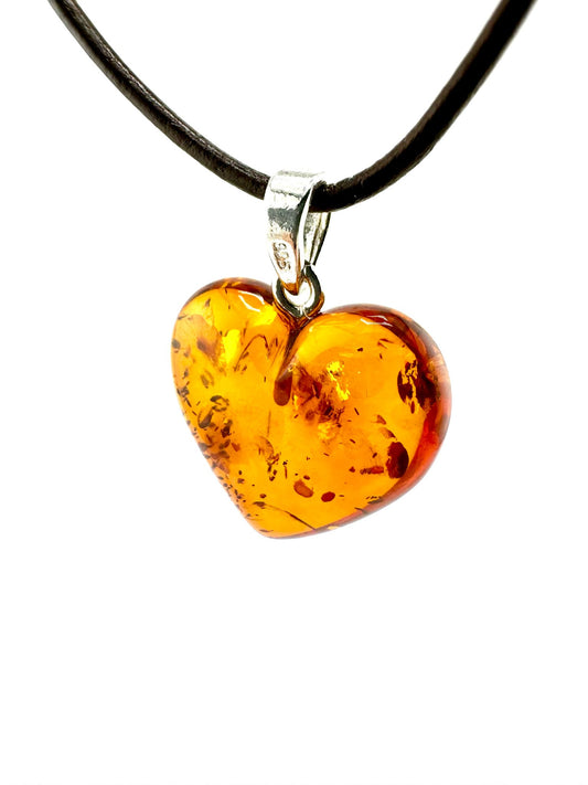 Large amber heart - unique piece