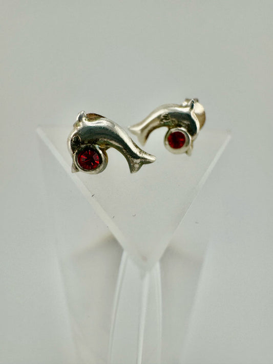 Dolphin stud earrings - red