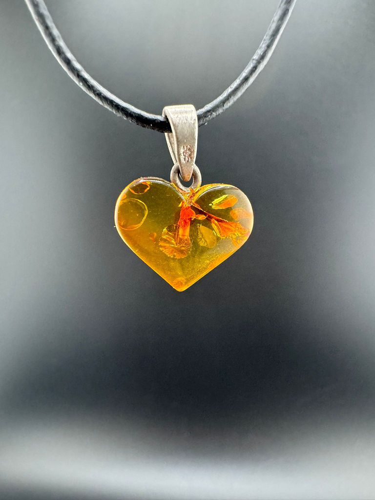 Bernstein-Herz mit 925er Silber
