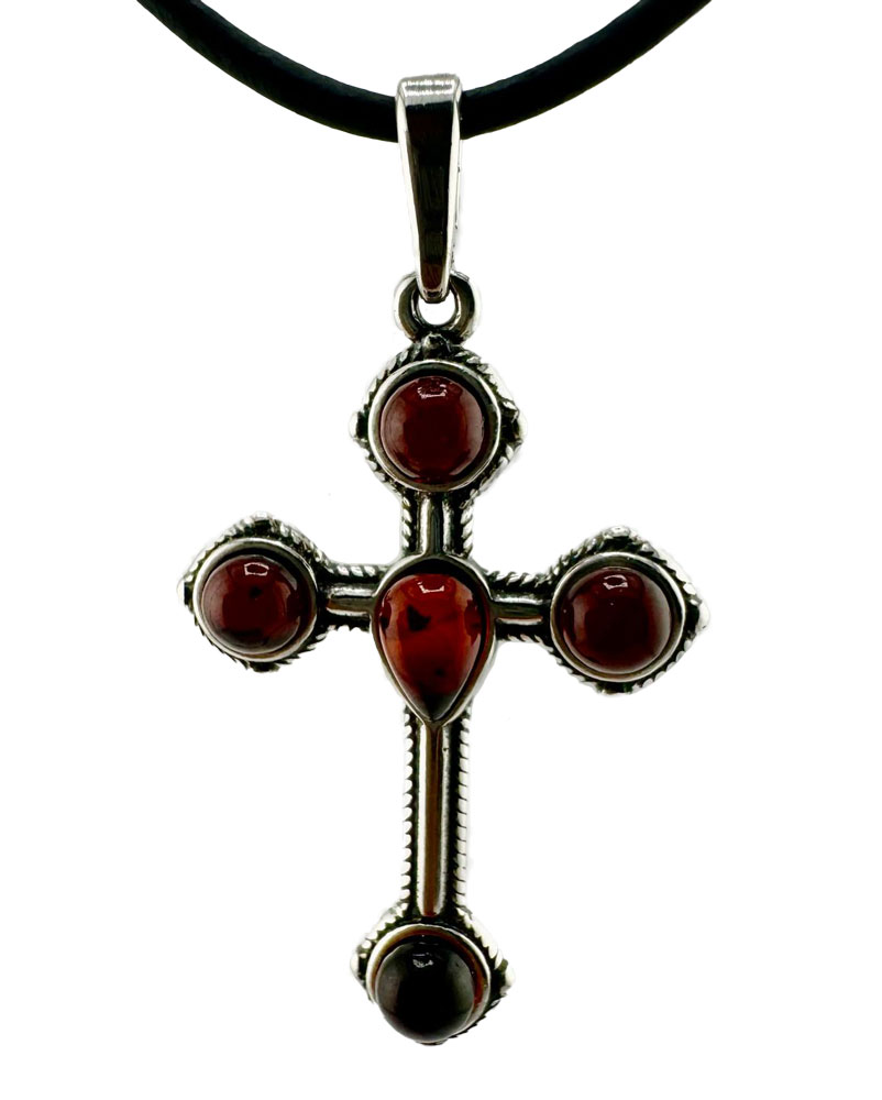 Silber-Kreuz mit Bernstein - Einzelstück