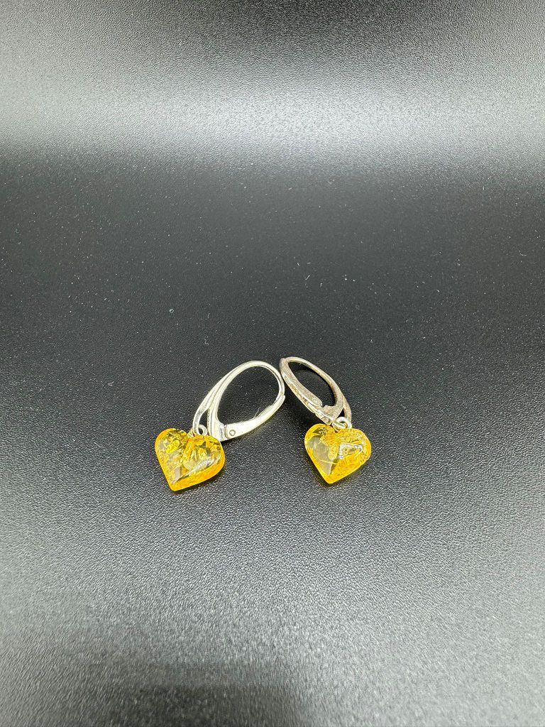 Bernstein-Herz Ohrringe mit 925er Silber