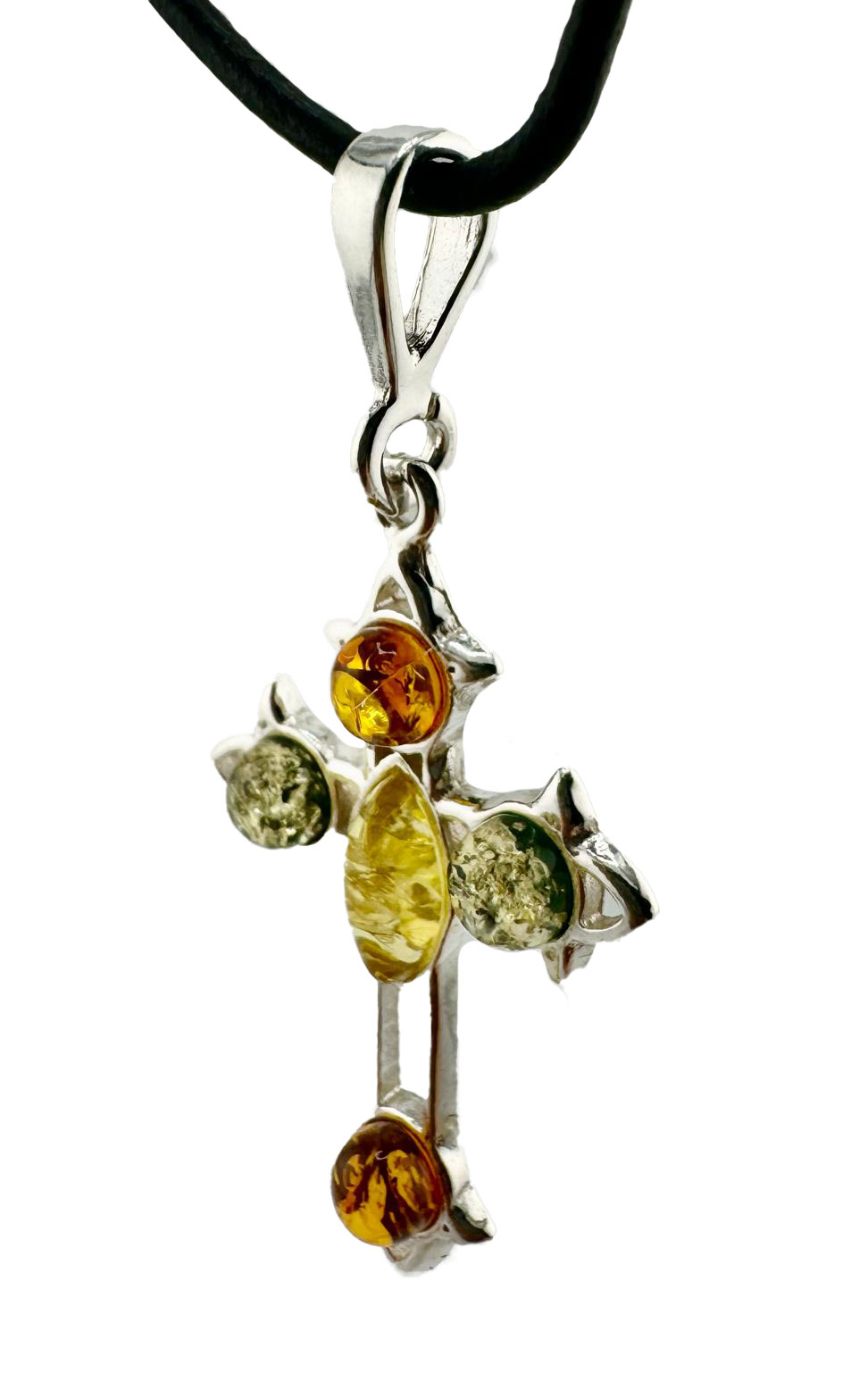 Silber-Kreuz mit Bernstein - Einzelstück